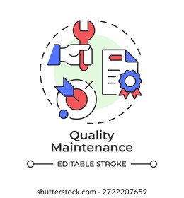 Quality maintenance multi color concept icon. Business success, service standard. Regulation control. Round shape line illustration. Abstract idea. Graphic design. Easy to use in article, infographic