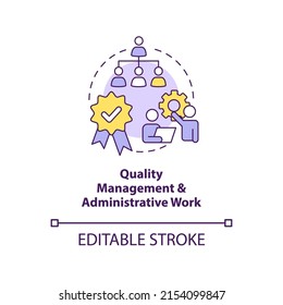 Quality management and administrative work concept icon. Total productive maintenance abstract idea thin line illustration. Isolated outline drawing. Editable stroke. Arial, Myriad Pro-Bold fonts used