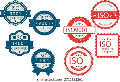 Conjunto de Carimbos de Estilo de Certificação de Gerenciamento de Qualidade - Ícones de Vetor de Marcas de Aprovação Padrão Industrial
