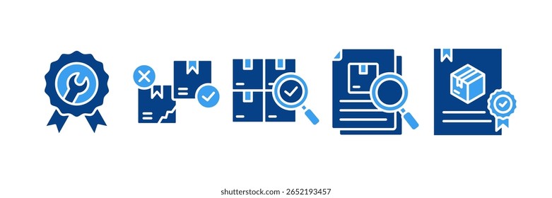 Quality Management Icon Set Multiple Style Collection, Containing design Quality Certification, Quality Tools, Quality Control, Inspecting