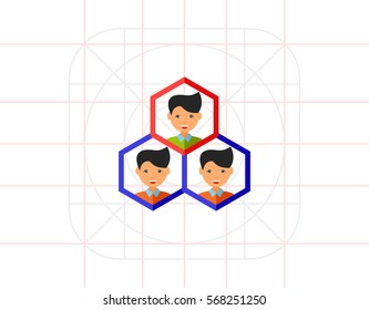 Quality Management Icon with Three Men