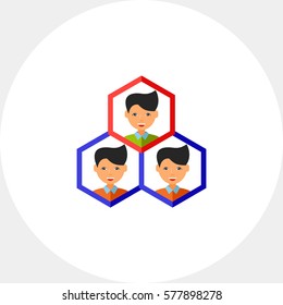 Quality Management Icon with Three Men