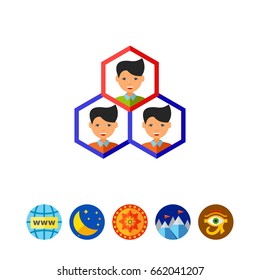 Quality Management Icon with Three Men