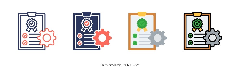 Qualitätsmanagement Multi-Style-Symbolsatz-Vektor