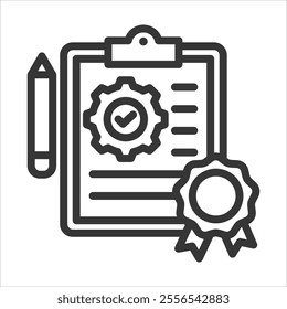 Quality Management Outline Icon Vector Illustration