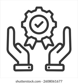 Quality Management Outline Icon Vector Illustration