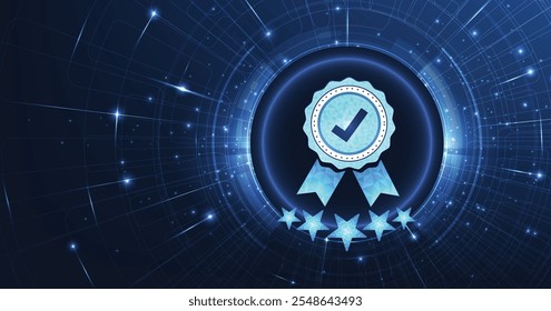 Quality management and validation process concept. Quality Assurance (QA) and Quality Control (QC) ISO certification, The icon for quality assurance is on a dark blue background.	