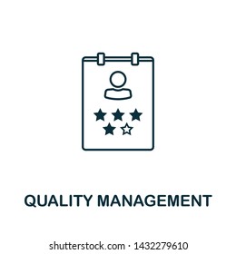 Quality Management vector icon symbol in outline style. Creative sign from human resources icons collection. Thin line Quality Management icon for computer and mobile. Symbol, logo vector graphics.