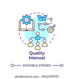 Quality manual multi color concept icon. Product development, process mapping. Round shape line illustration. Abstract idea. Graphic design. Easy to use in infographic, presentation