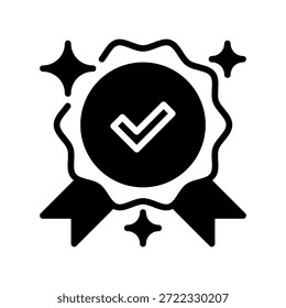 Icono de la línea de la marca de la calidad, símbolo del contorno para la certificación estándar, insignia de la excelencia, sello de la garantía, Aprobación de Premium, y verificación de la autenticidad. Icono de signo de Vector.