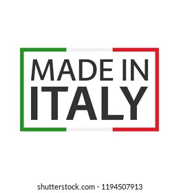 Quality mark Made in Italy, colored vector symbol with Italian tricolor isolated on white background