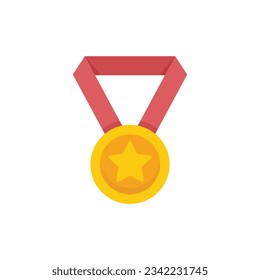 Quality medal icon flat vector. Certificate award. Premium badge isolated
