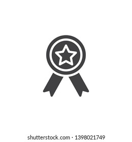 Quality medal vector icon. filled flat sign for mobile concept and web design. Star award Badge glyph icon. Symbol, logo illustration. Pixel perfect vector graphics