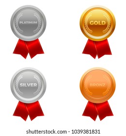 Quality Medals, Platinum, Gold, Silver And Bronze