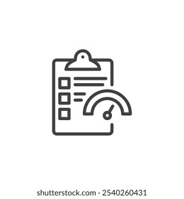 Icono de línea de métricas de calidad. signo de estilo lineal para concepto y Diseño web móvil. Mediciones para valorar la calidad del Vector de contorno. Símbolo, ilustración del logotipo. Gráficos de Vector
