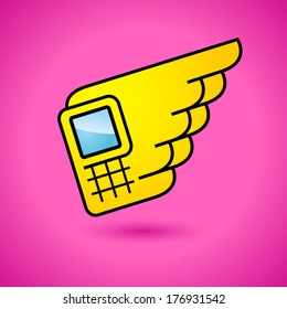 Quality mobile communication Branding Identity Corporate vector logo design template Isolated on a pink background