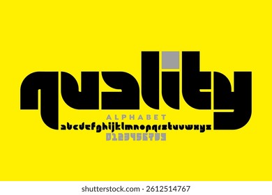 quality. Modern style lowercase font, alphabet letters and numbers vector illustration