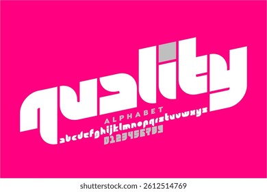 quality. Modern style lowercase font, alphabet letters and numbers vector illustration