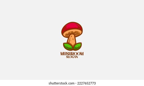 quality mushroom with nature leaf logo design