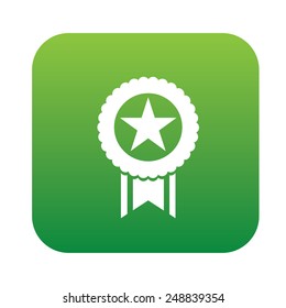 Quality on green flat button,clean vector