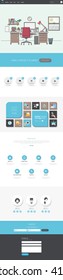 Quality One Page Website Template Vector Eps10, Creative Modern Web Design with flat UI elements and workplace illustration. Ideal for Business layout