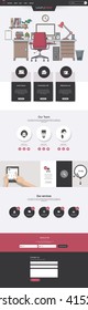 Quality One Page Website Template Vector Eps10, Creative Modern Web Design with flat UI elements and workplace illustration. Ideal for Business layout