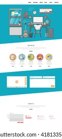 Quality One Page Website Template Vector Eps10, Creative Modern Web Design with flat UI elements. Ideal for Business layout