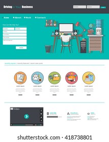 Quality One Page Website Template Vector Eps10, Modern Web Design with flat UI elements. Ideal for Business layout