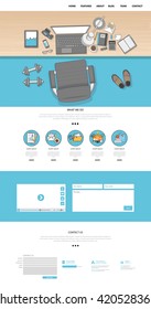 Quality One Page Website Template Vector Eps10, Modern Web Design with flat UI elements. Ideal for Business layout