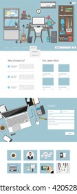 Quality One Page Website Template Vector Eps10, Modern Web Design with flat UI elements. Ideal for Business layout