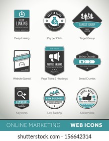 Quality Online Marketing labels and badges with icons