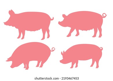 A quality pink and white vector illustration of a pig.