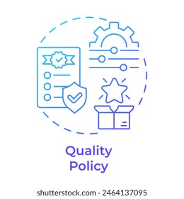 Quality policy blue gradient concept icon. Risk management, standardization. Customer experience. Round shape line illustration. Abstract idea. Graphic design. Easy to use in infographic, presentation