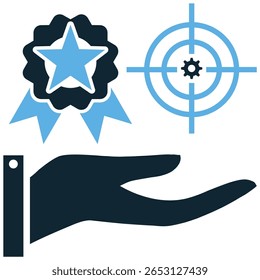 Quality precision icon vector, emphasizing exactness, accuracy, and fine detail. Perfect for engineering, scientific, or manufacturing designs requiring meticulous standards and flawless execution.