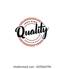 Quality premium hand written lettering logo with emblem label badge icon design vector template