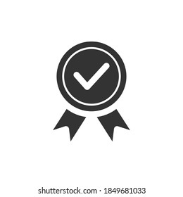 Ilustración vectorial de icono de calidad superior aislada en blanco. Signo de comprobación de aprobación