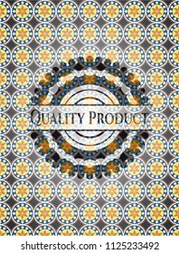 Quality Product arabic badge background. Arabesque decoration.