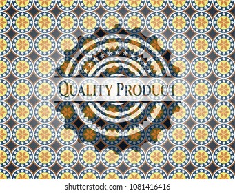 Quality Product arabic style badge. Arabesque decoration.
