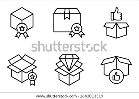 Quality Product Icon Set, Box line icons. Package, delivery boxes, vector illustration on white background