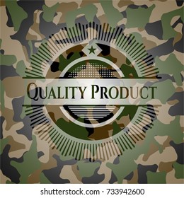 Quality Product on camouflage texture