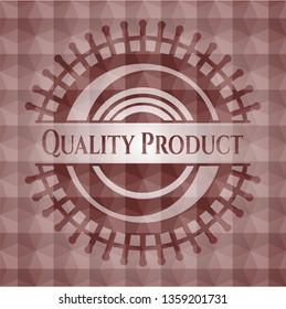 Quality Product red seamless geometric emblem.