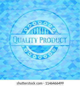 Quality Product sky blue emblem with mosaic background