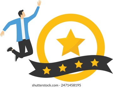 Quality rank set. Best choice illustration.Rating sign. Feedback and review set with simple stars shape.

