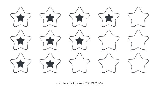 Quality rating signs. Stars icons. Drawn icons of stars. Vector illustration