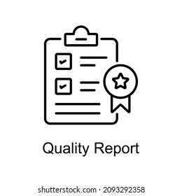 Quality Report vector outline icon for web isolated on white background EPS 10 file