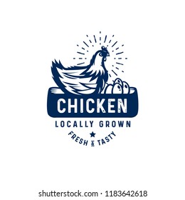 quality rooster logo, badge, emblem. Farm stamp of quality product, stock vector