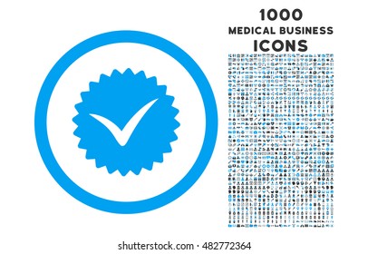Quality rounded vector bicolor icon with 1000 medical business icons. Set style is flat pictograms, blue and gray colors, white background.