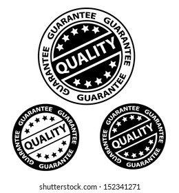Quality Rubber stamp, sticker, tag, icon, symbol with black color, isolated on white background. Vector illustration
