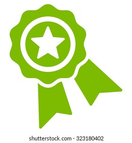 Quality Seal vector icon. Style is flat symbol, eco green color, rounded angles, white background.