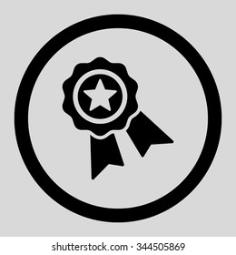 Quality Seal vector icon. Style is flat rounded symbol, black color, rounded angles, light gray background.